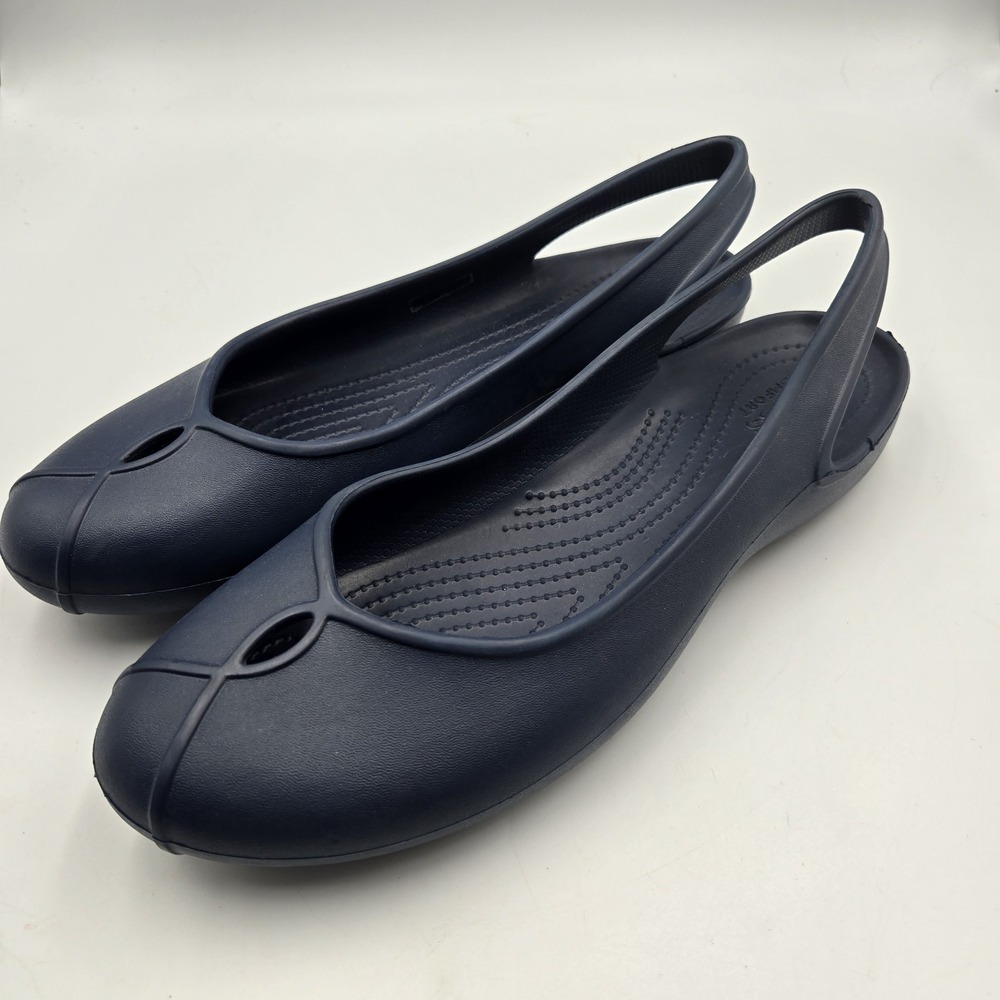 Nwot Crocs Womens Size 11 Olivia II navy Blue Iconic Comfort ballet Flats Shoes